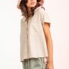 Oatmeal linen button down shirt