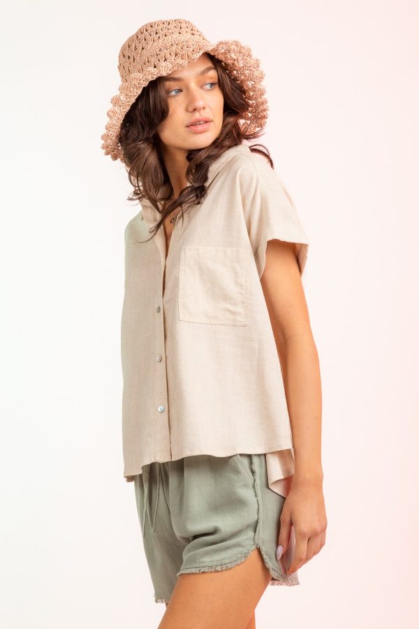 Oatmeal linen button down shirt