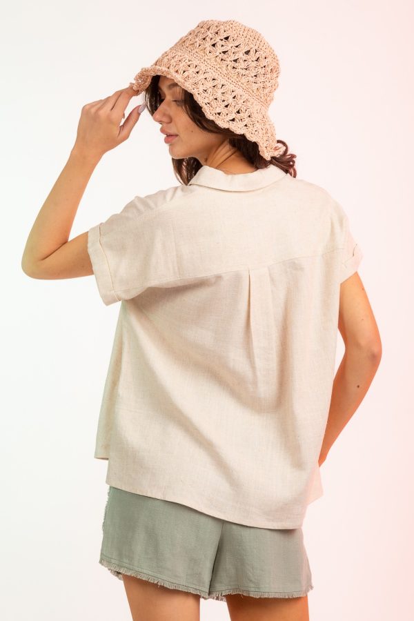 Oatmeal linen button down shirt