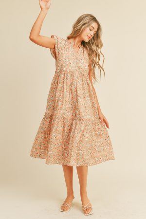 Floral button down midi dress