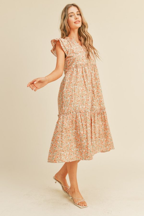 Floral button down midi dress