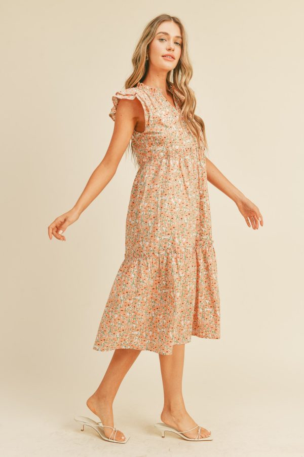 Floral button down midi dress