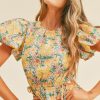 yellow floral cut out summer mini dress