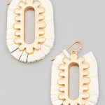White Raffia Fan Drop Earrings