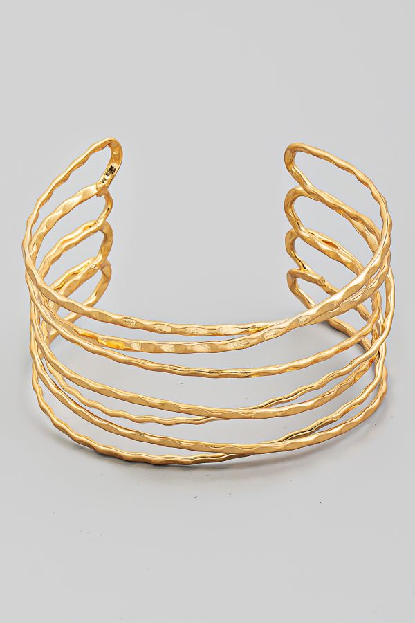 multi layer adjustable cuff gold bracelet