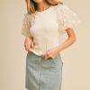 3D floral puff sleeve top
