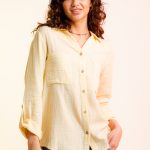 yellow long sleeve cotton shirt womens