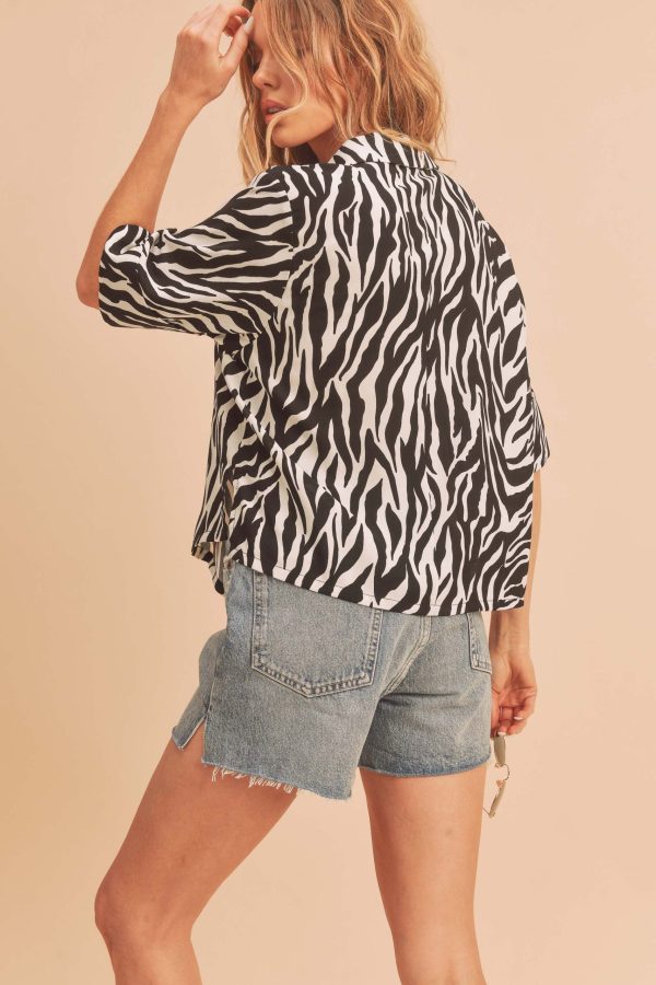 zebra pattern short sleeve shirt