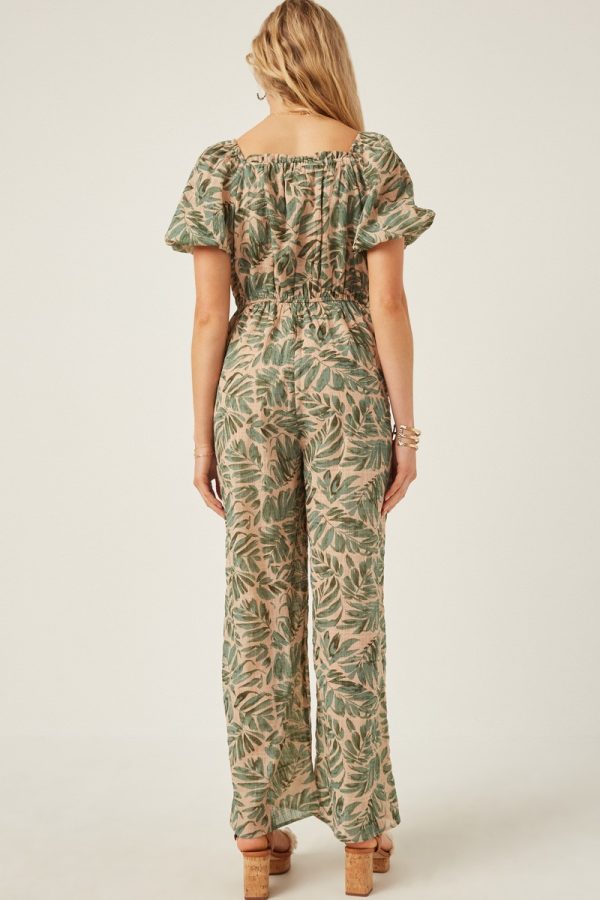 Tropical leaf summer jumpsuit