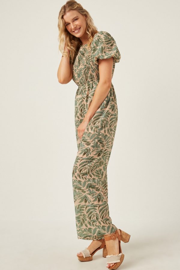 Tropical leaf summer jumpsuit