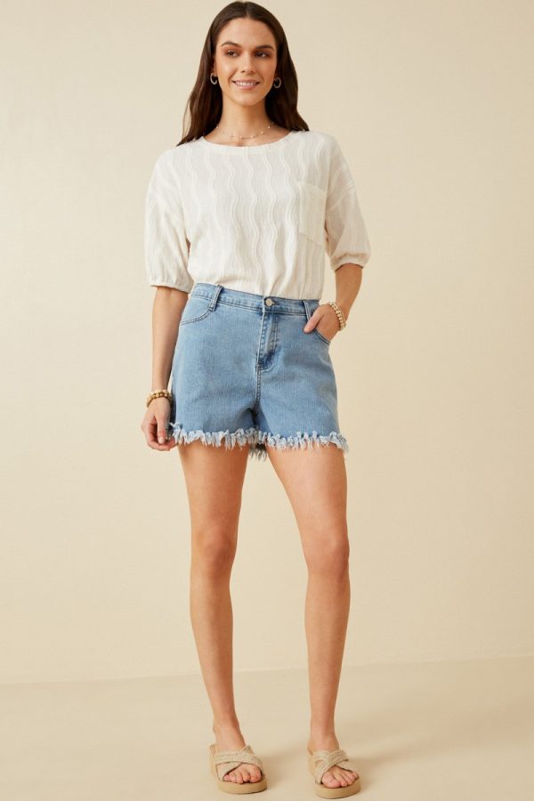 distressed denim short