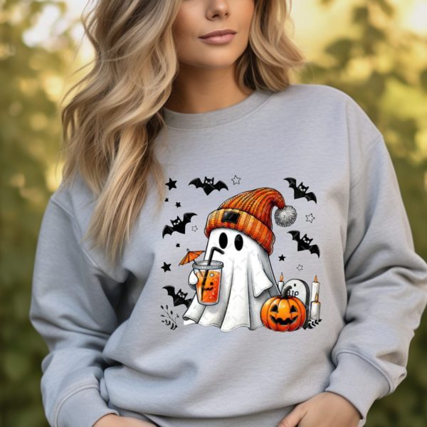 Happy Ghost Halloween Autumn Cotton Blend Crewneck