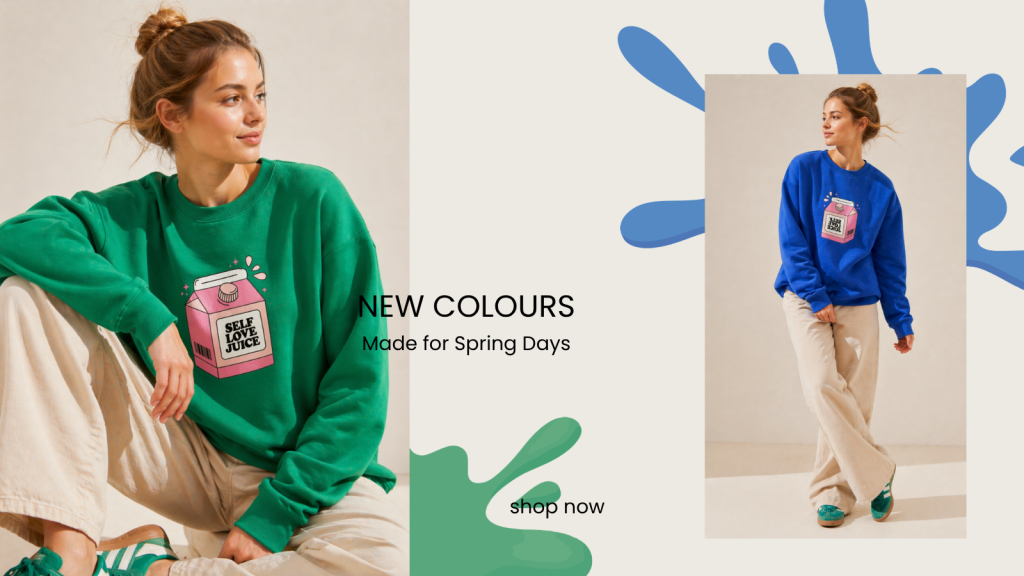 graphic crew necks colourful outfit, self love, vancouver, canada