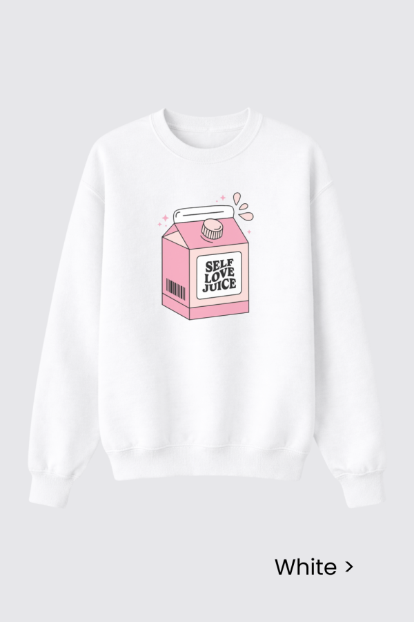 white self love juice crewneck
