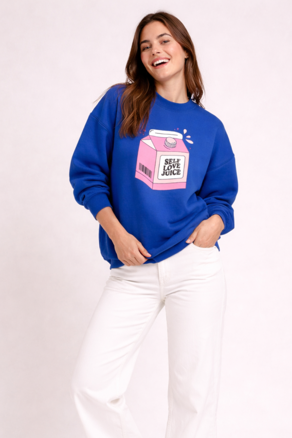 Self Love Juice - cotton blend graphic crewneck sweatshirt Royal Blue