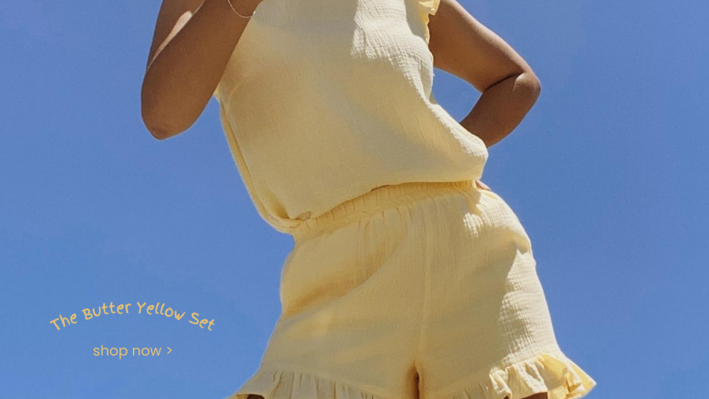 butter yellow co-ord set vancouver canadian boutique spring summer gauze