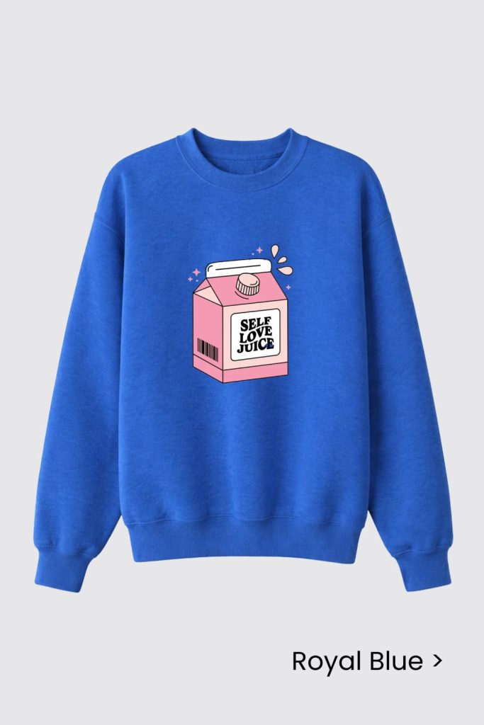 royal blue and pink graphic crewneck spring summer fall winter vancouver canada boutique