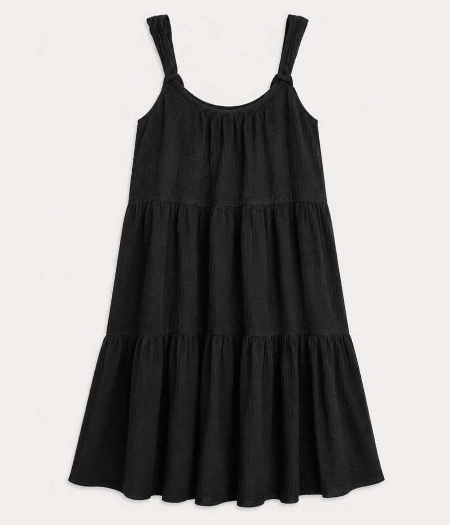 black gauze flowy mini dress summer