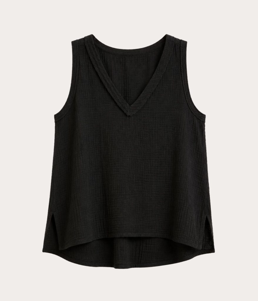 black gauze sleeveless top