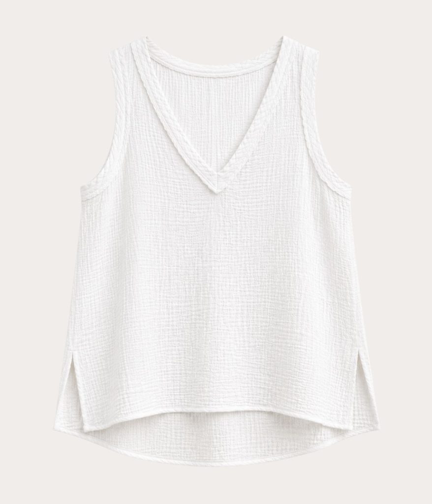 white gauze sleeveless flowy top summer