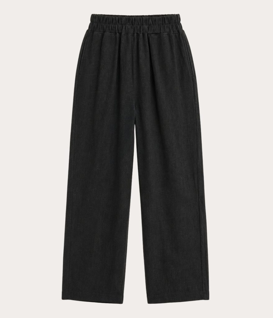 Black soft wide linen summer pants