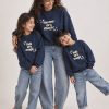 Family matching navy and butter yellow sweatshirt