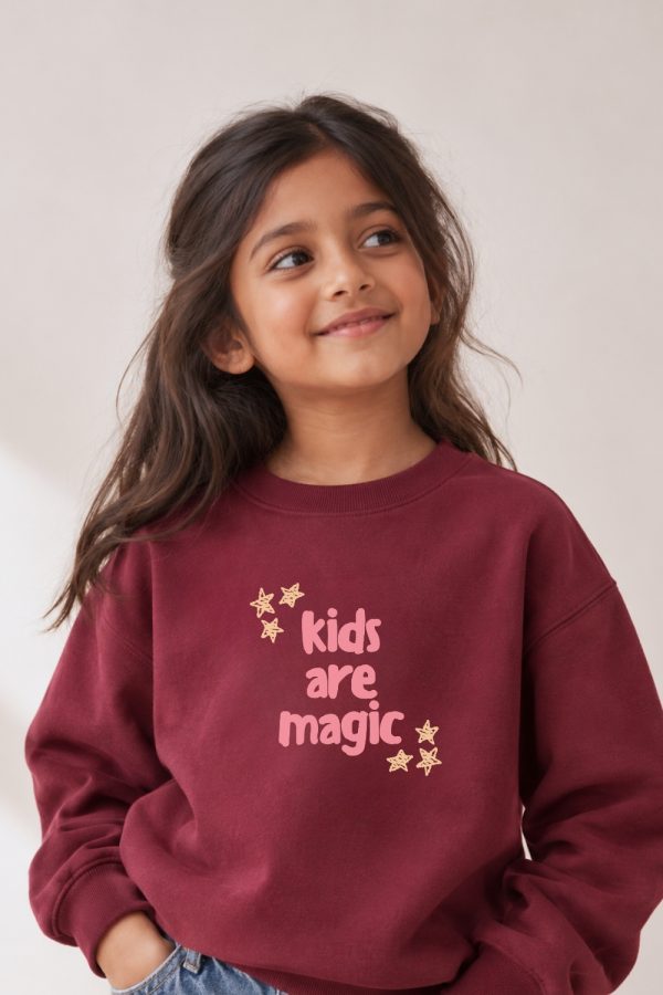Kids Are Magic Crewneck in Maroon