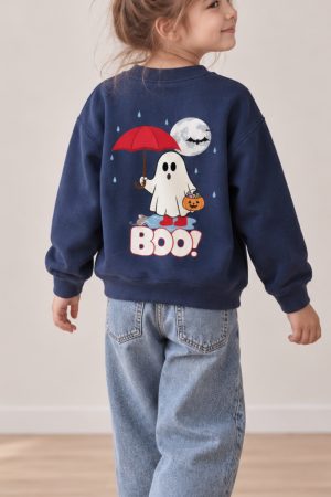 HALLOWEEN spooky cute ghost graphic crewneck for kids and adults, mom and me, matching outfits, canada