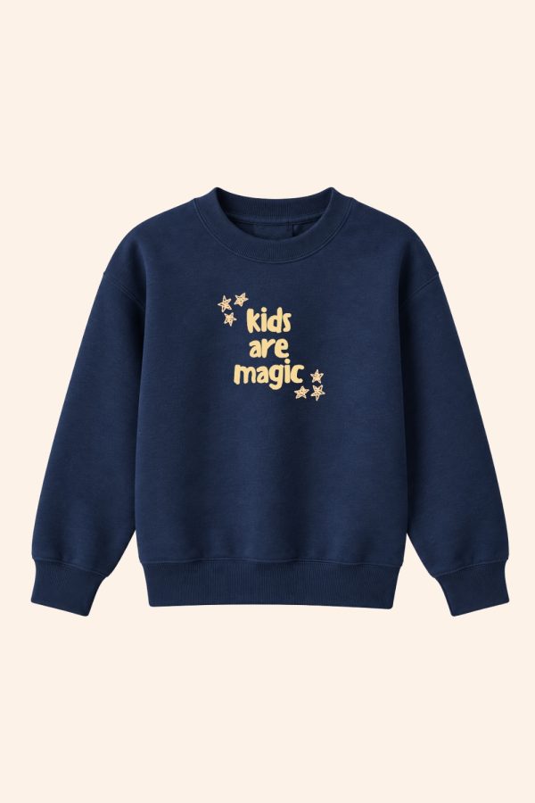kids are magic navy and butter yellow sweatshirt