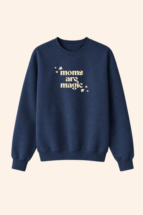 Moms Are magic navy and butter yellow crewneck