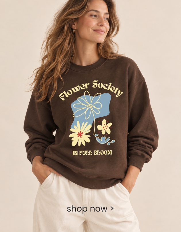 abstract flower graphic sweatshirt